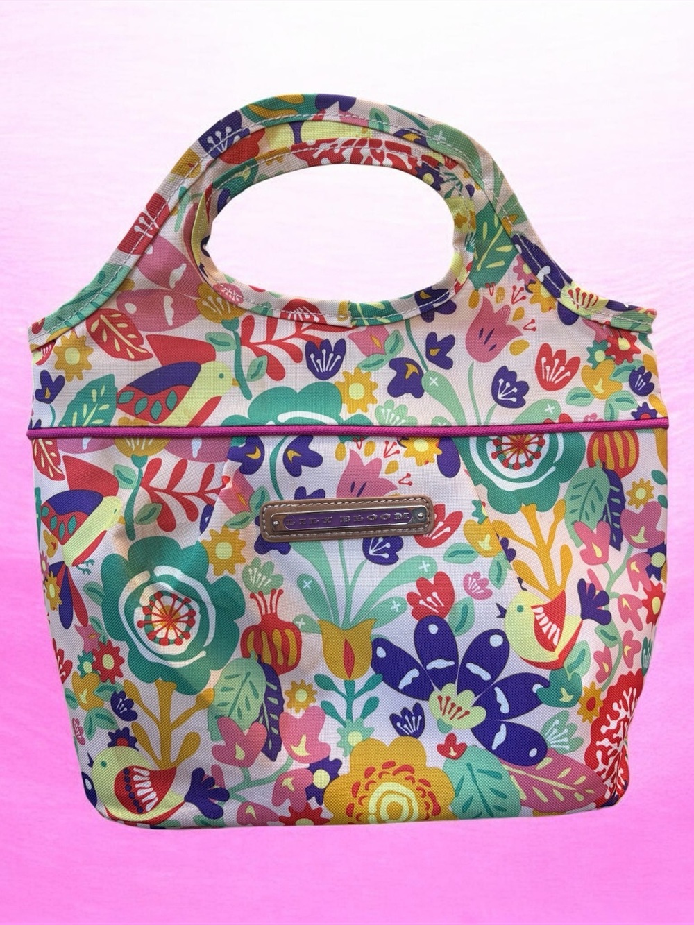 Lily Bloom Floral insulated lunch Tote Bag with Cutout Handles - Multicolor